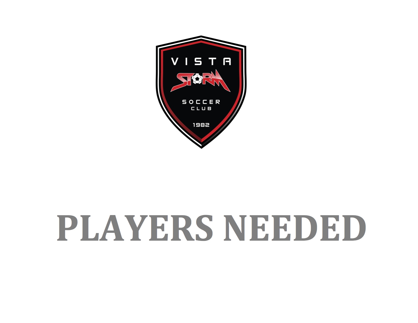 Vista Storm S.C. Players Needed