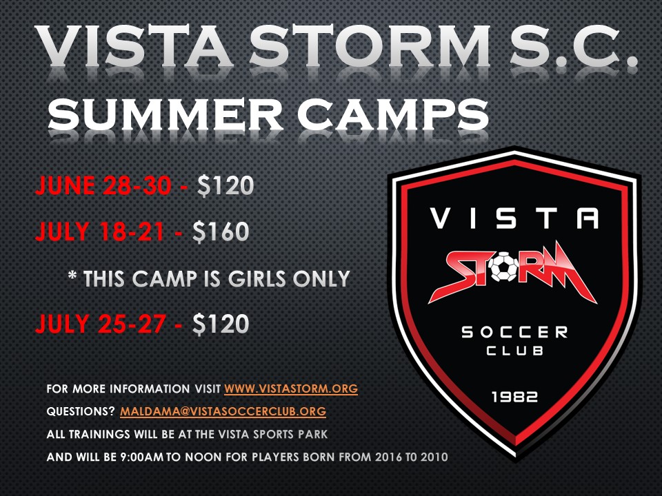 Vista Storm S.C. Summer Camps